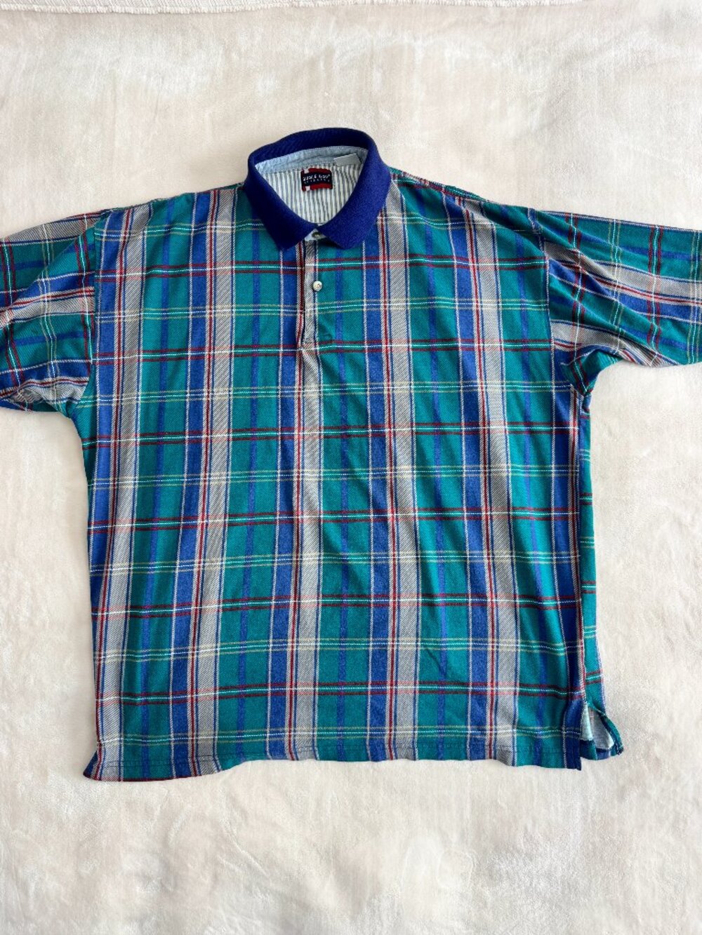 Vintage 90s Bugle Boy Classics XXL Plaid Polo Shirt Cotton Preppy Y2K 2XL